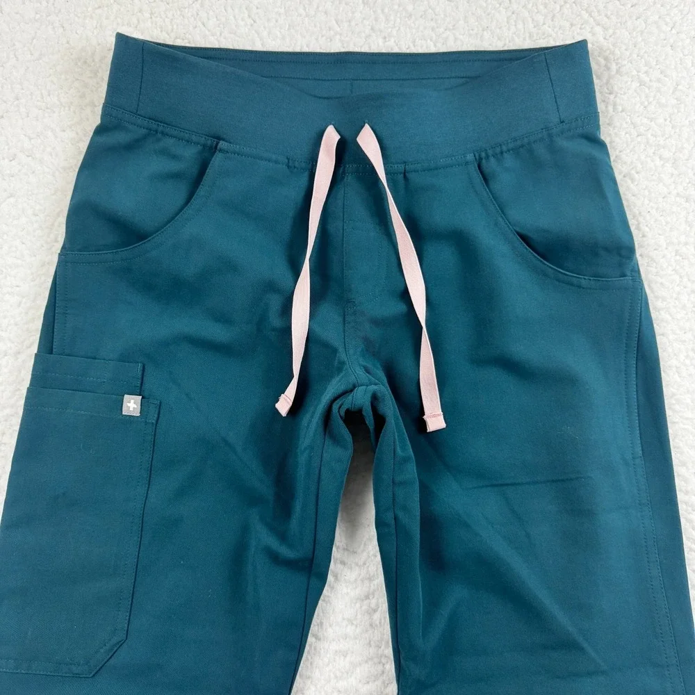 Figs Technical Collection Kade Cargo Scrub Pants Womens XS Teal Stretch Medical